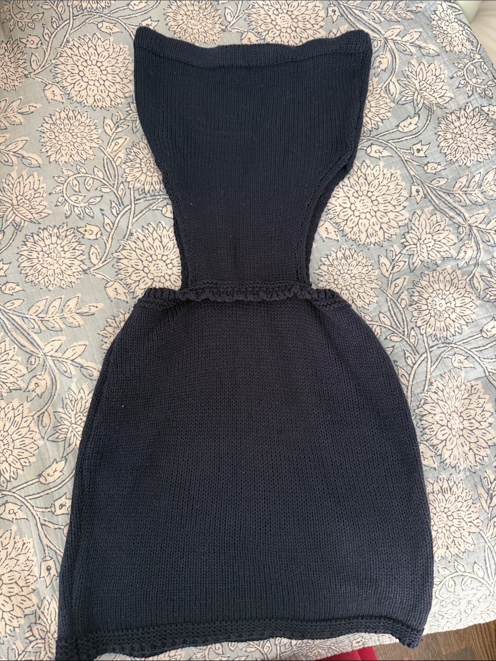 Lioness Navy Blue Strapless Knit Mini Dress with Side cutouts